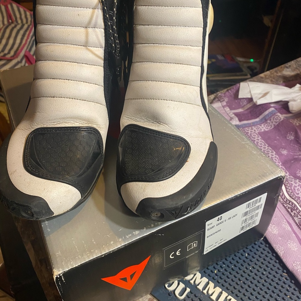Women's White and Black Riding Boots